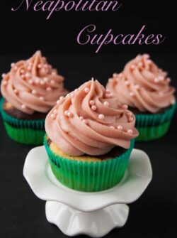 NEAPOLITAN CUPCAKES. Moist chocolate and vanilla marble cupcake with a strawberry buttercream. Easy to make and simple ingredients.