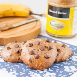 healthy flourless almond butter banana cookies with chocolate chips