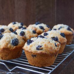 BLUEBERRY BUTTERMILK MUFFINS. A soft and moist muffin full of juicy blueberries and a scent of vanilla and cinnamon spice. This is a quick and easy go-to recipe for whenever you feel like homemade muffins.