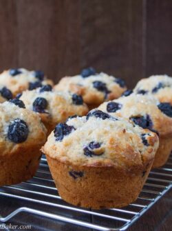 BLUEBERRY BUTTERMILK MUFFINS. A soft and moist muffin full of juicy blueberries and a scent of vanilla and cinnamon spice. This is a quick and easy go-to recipe for whenever you feel like homemade muffins.