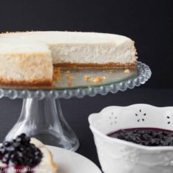 Low-Fat Vanilla Bean Cheesecake with Blueberry Compote. This is the most delicious and easy to make cheesecake. You won't believe it's low-fat and half the calories!