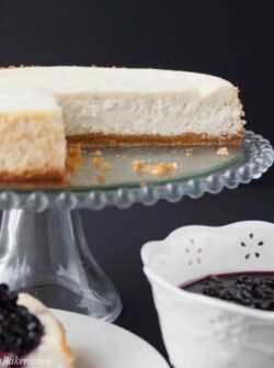 Low-Fat Vanilla Bean Cheesecake with Blueberry Compote. This is the most delicious and easy to make cheesecake. You won't believe it's low-fat and half the calories!