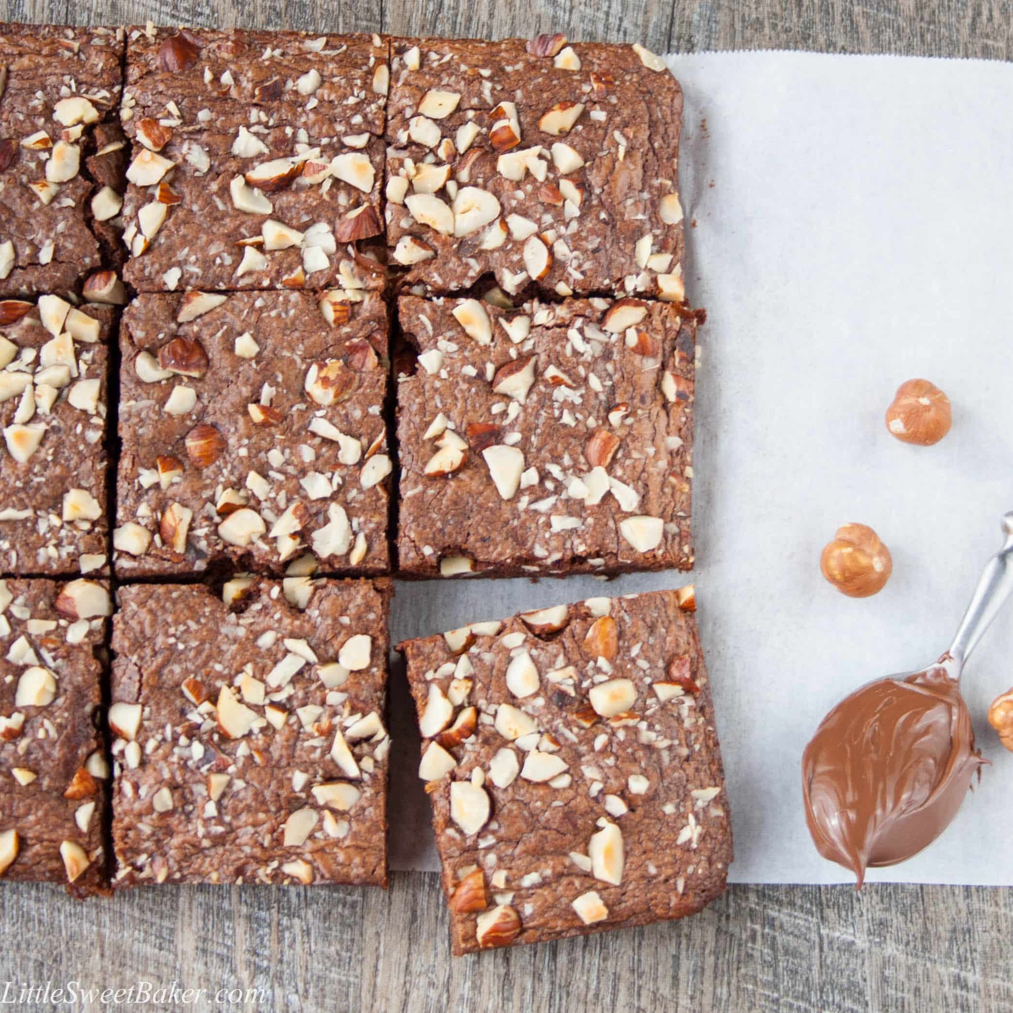 5-MINUTE CHOCOLATE HAZELNUT BROWNIES. Nutty, chocolatey and chewy brownies that are made with just 3 ingredients and in one bowl. Perfect for when that chocolate craving hits!