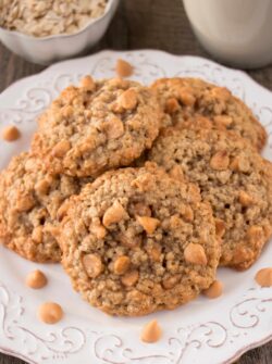 BUTTERSCOTCH OATMEAL COOKIES. This is a hearty, soft and chewy cookie that is loaded with sweet flavorful butterscotch chips.