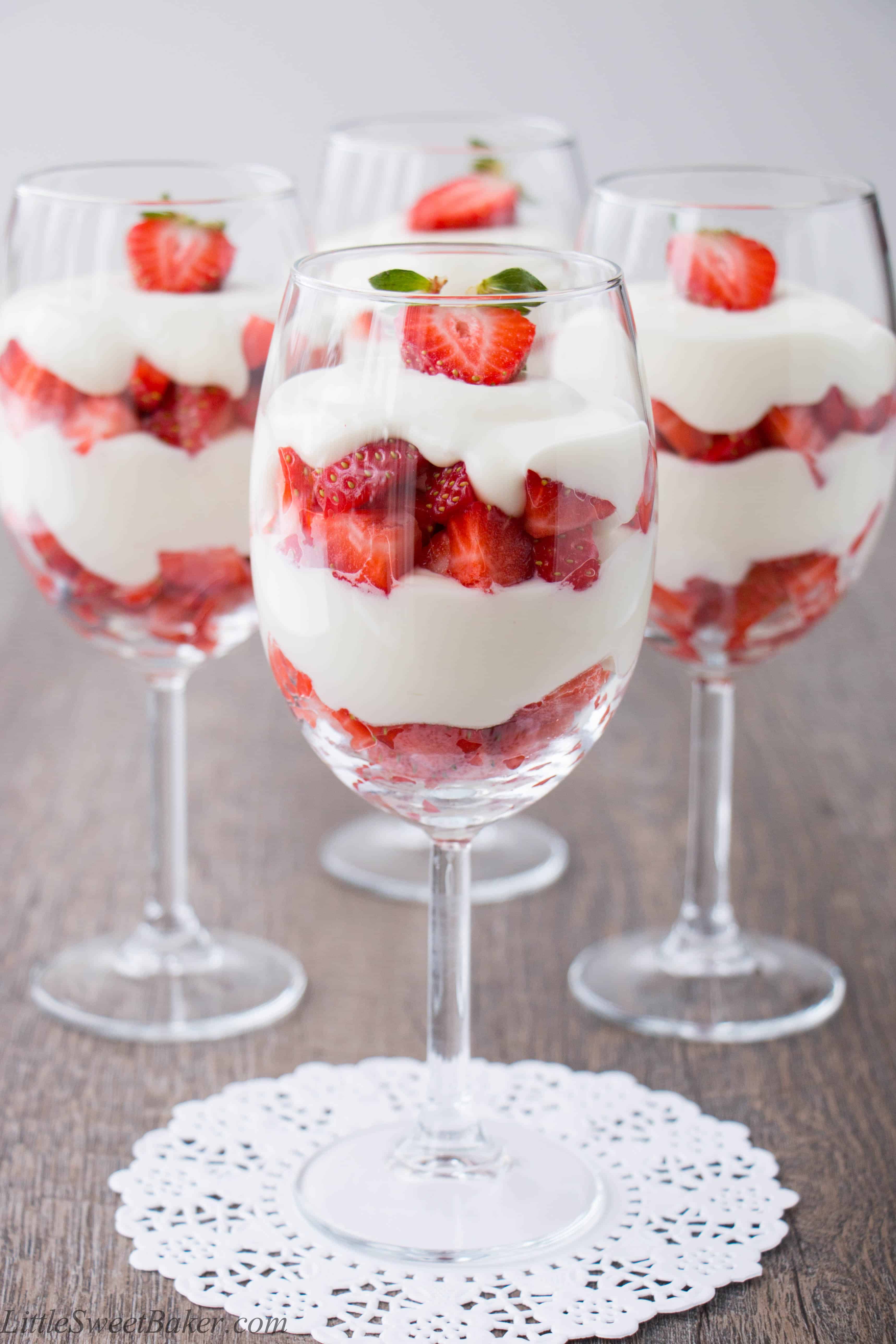 Strawberry White Chocolate Mousse Parfait - Little Sweet Baker