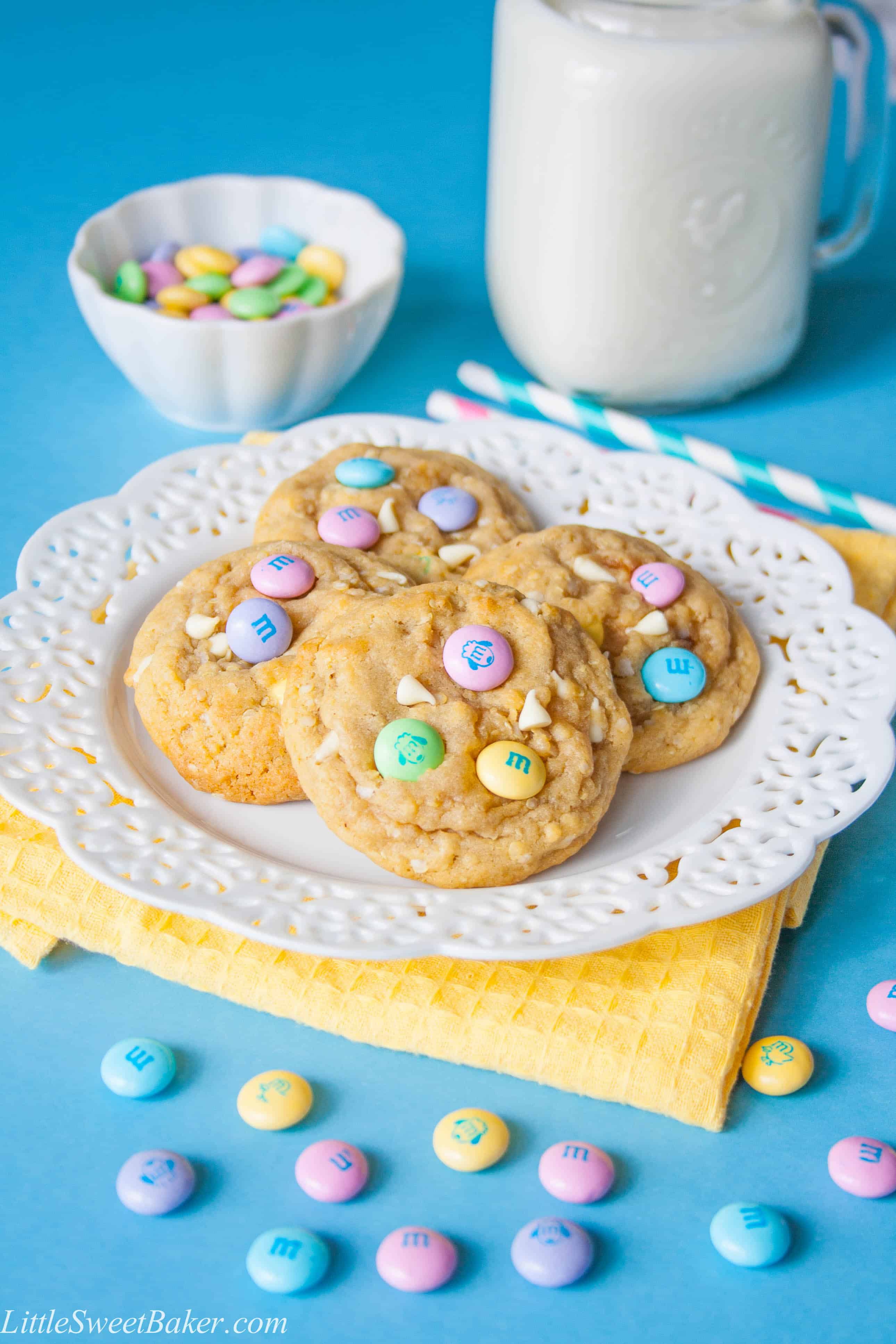 Soft Baked M&M Cookies with Quinoa Flakes