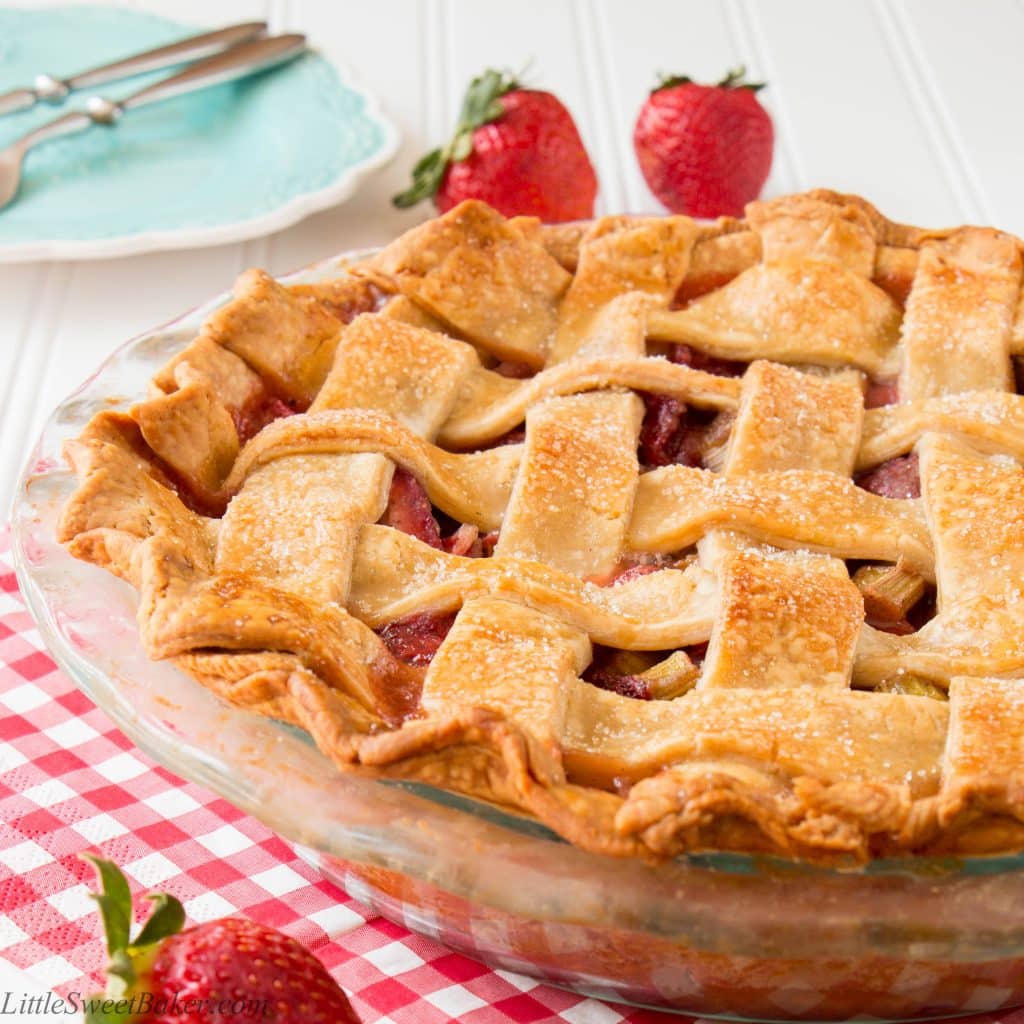 A delicious flaky pie crust paired with a sweet and tangy strawberry rhubarb filling. See how easy it is to make this gorgeous lattice pie. (Video Recipe)