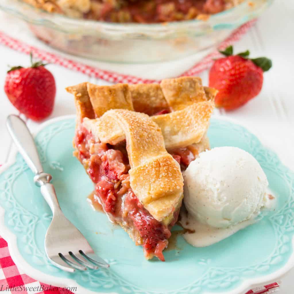 A delicious flaky pie crust paired with a sweet and tangy strawberry rhubarb filling. See how easy it is to make this gorgeous lattice pie. (Video Recipe)