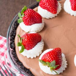 A creamy, silky-smooth chocolate mousse on top of a dark chocolate Oreo cookie crust. This pie is absolute chocolate heaven! {Video Recipe}