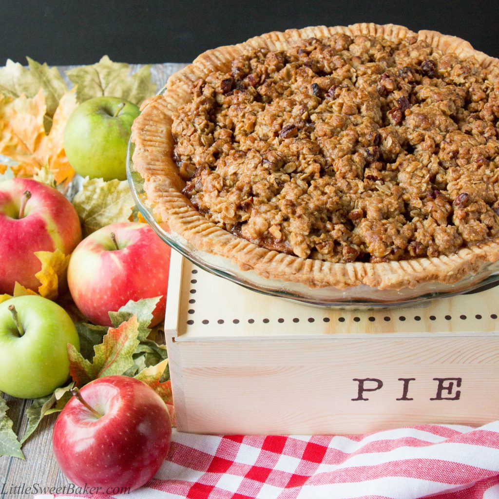 Embrace apple season with this sweet and crunchy crumble-topped apple pie.