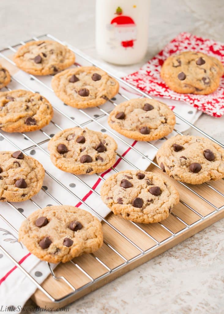 This make-ahead chewy chocolate chip cookie recipe is perfect for the holidays. This recipe makes 5 dozen cookies. It refrigerates and freezes well, so you're always armed with cookie dough ready to be freshly baked!