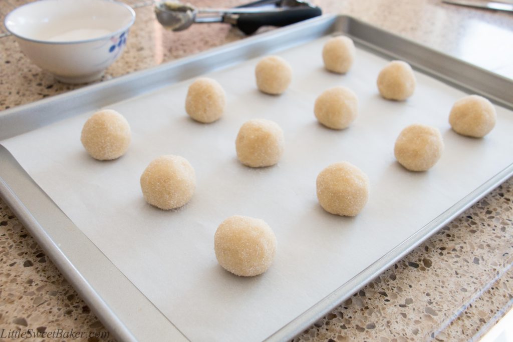 These soft and delicate sugar cookies are chewy and made extra special with the lovely taste of natural vanilla bean seeds.