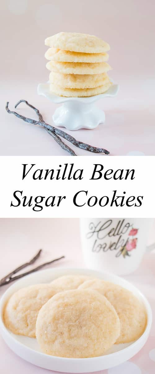 These soft and delicate sugar cookies are chewy and made extra special with the lovely taste of natural vanilla bean seeds.