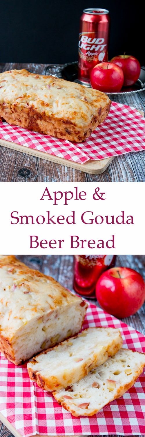 Sweet chunks of apples with the salty bold flavor of smoked gouda cheese makes this savory beer bread absolutely irresistible. Perfect as an appetizer or served as a side dish.