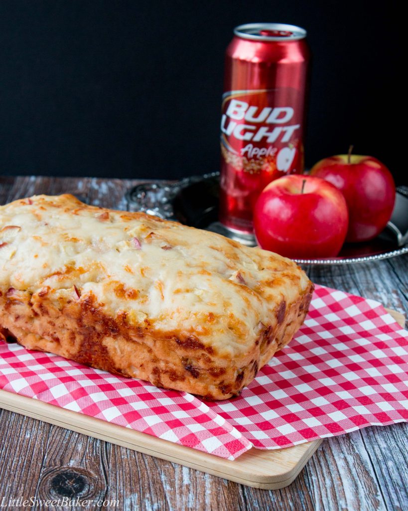 Sweet chunks of apples with the salty bold flavor of smoked gouda cheese makes this savory beer bread absolutely irresistible. Perfect as an appetizer or served as a side dish.