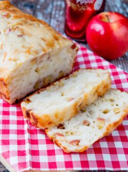 Sweet chunks of apples with the salty bold flavor of smoked gouda cheese makes this savory beer bread absolutely irresistible. Perfect as an appetizer or served as a side dish.