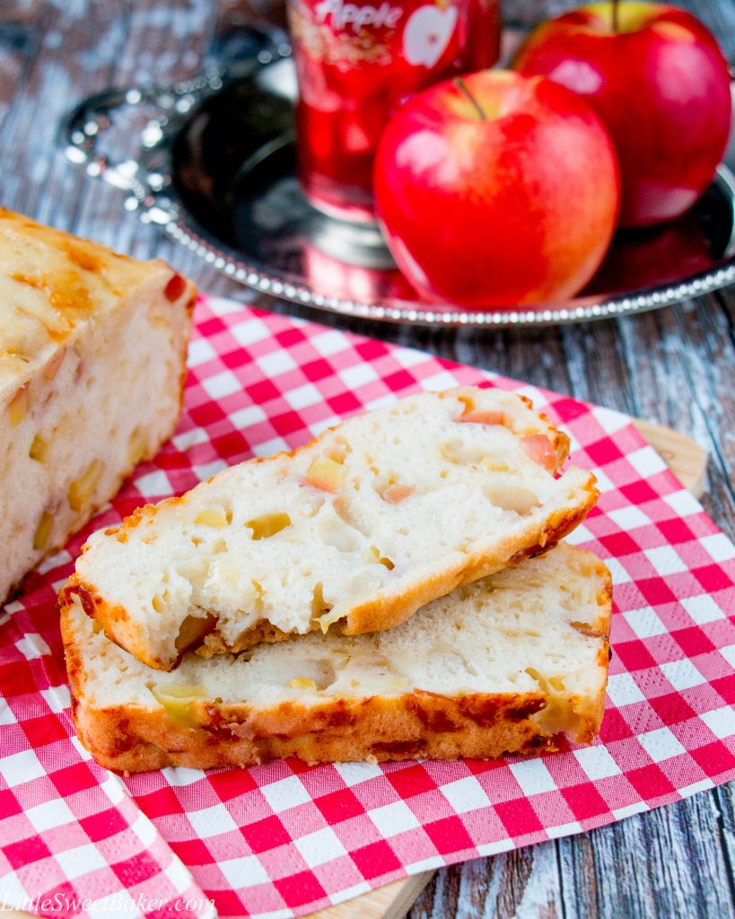 Sweet chunks of apples with the salty bold flavor of smoked gouda cheese makes this savory beer bread absolutely irresistible. Perfect as an appetizer or served as a side dish.