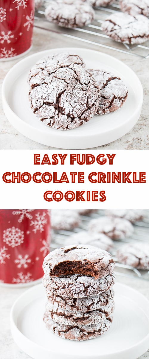 Soft, chewy and fudgy chocolate crinkle cookies made with just 4 ingredients.