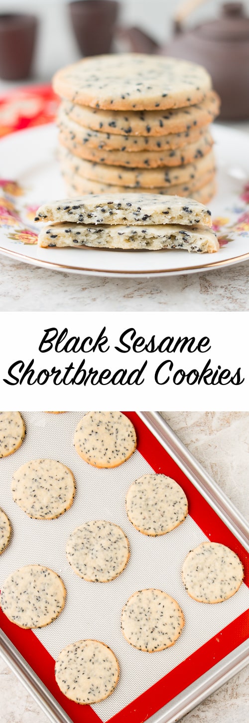 Rich and buttery shortbread with toasted black sesame seeds make these cookies absolutely sensational!