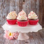 These red velvet cupcakes are as luxurious as they sound. They have a lovely chocolate vanilla flavor and are soft, moist and fluffy. The frosting is creamy, tangy and perfectly sweet.