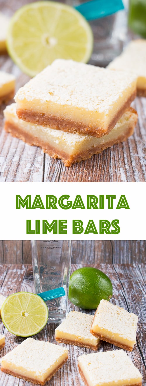 These zesty and sweet lime bars are to die for. They are bursting with a tangy lime taste and pack a punch of tequila flavor.