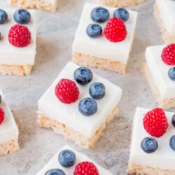 Rice Krispies treats combined with cheesecake makes these crunchy-creamy bars absolutely irresistible.