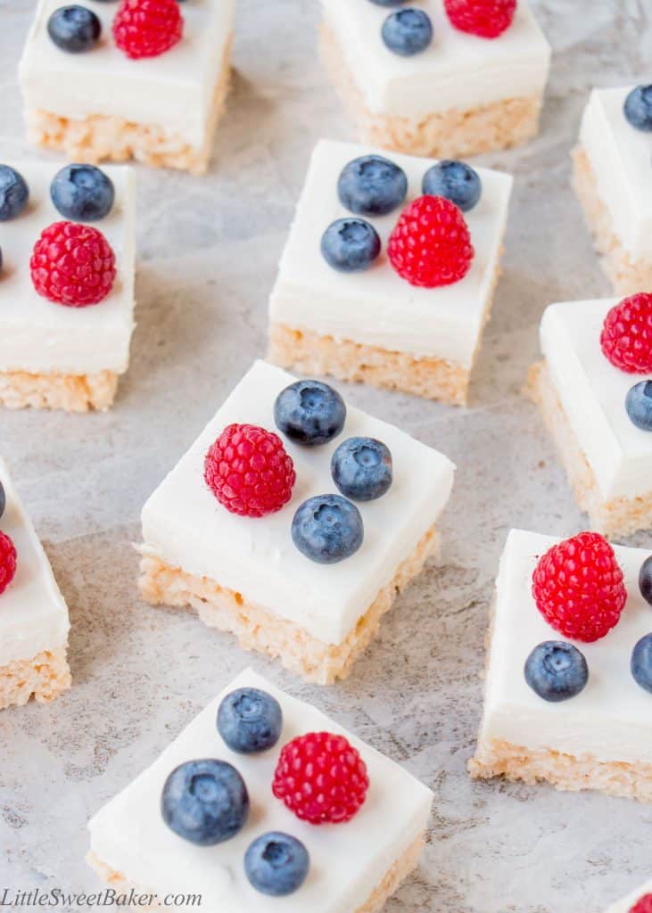 Rice Krispies treats combined with cheesecake makes these crunchy-creamy bars absolutely irresistible.