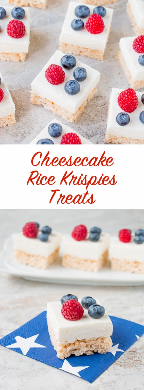 Rice Krispies treats combined with cheesecake makes these crunchy-creamy bars absolutely irresistible.