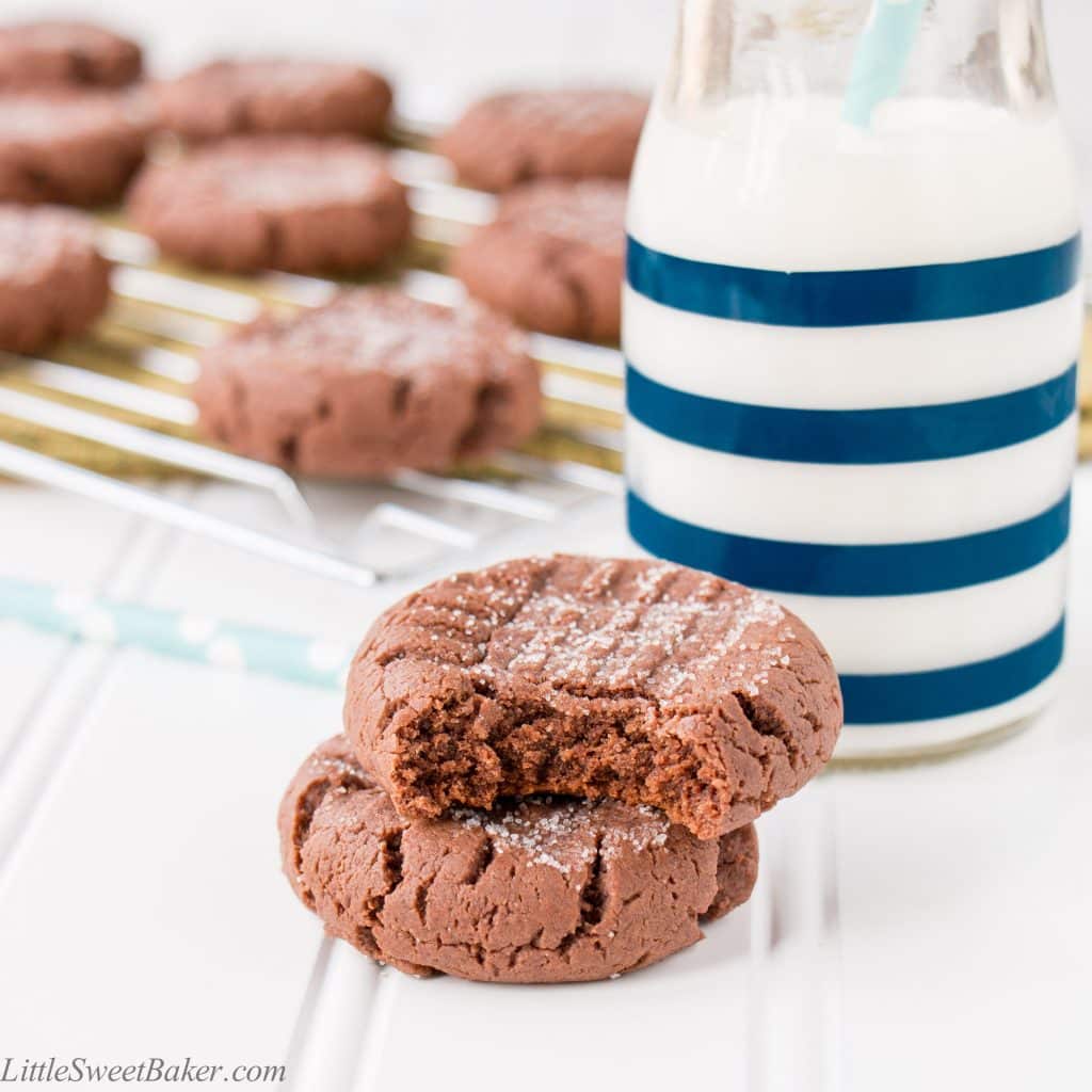 These ultra chewy cookies are rich and fudgy like a brownie with creamy peanut butter taste.