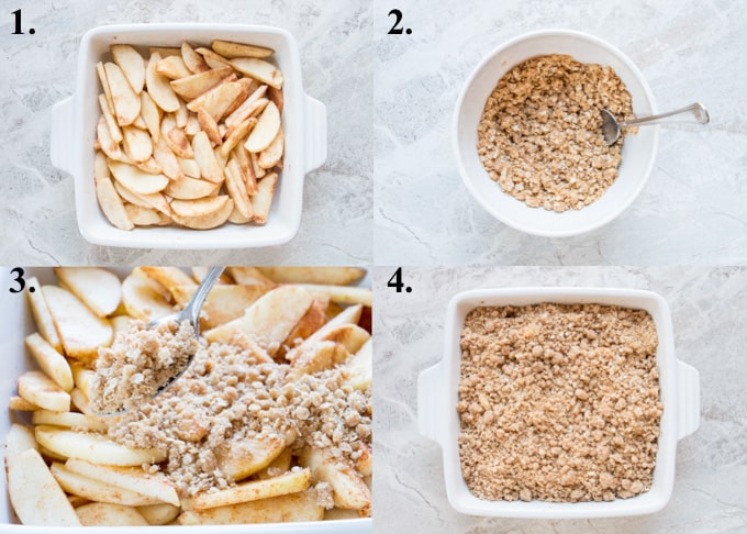 image collage of how to make easy apple crisp