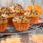 A soft and fluffy pumpkin muffin loaded with chocolate chips. It's a pumpkin and chocolate lovers dream!