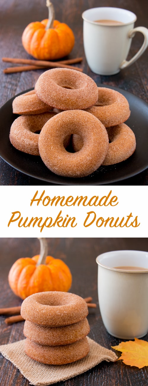 These baked pumpkin donuts are super soft and moist with a delightful pumpkin taste and crunchy cinnamon-sugar coating. (pumpkin donuts, pumpkin spice donuts, baked pumpkin donuts, homemade pumpkin donuts, Tim Hortons, pumpkin cake donuts)