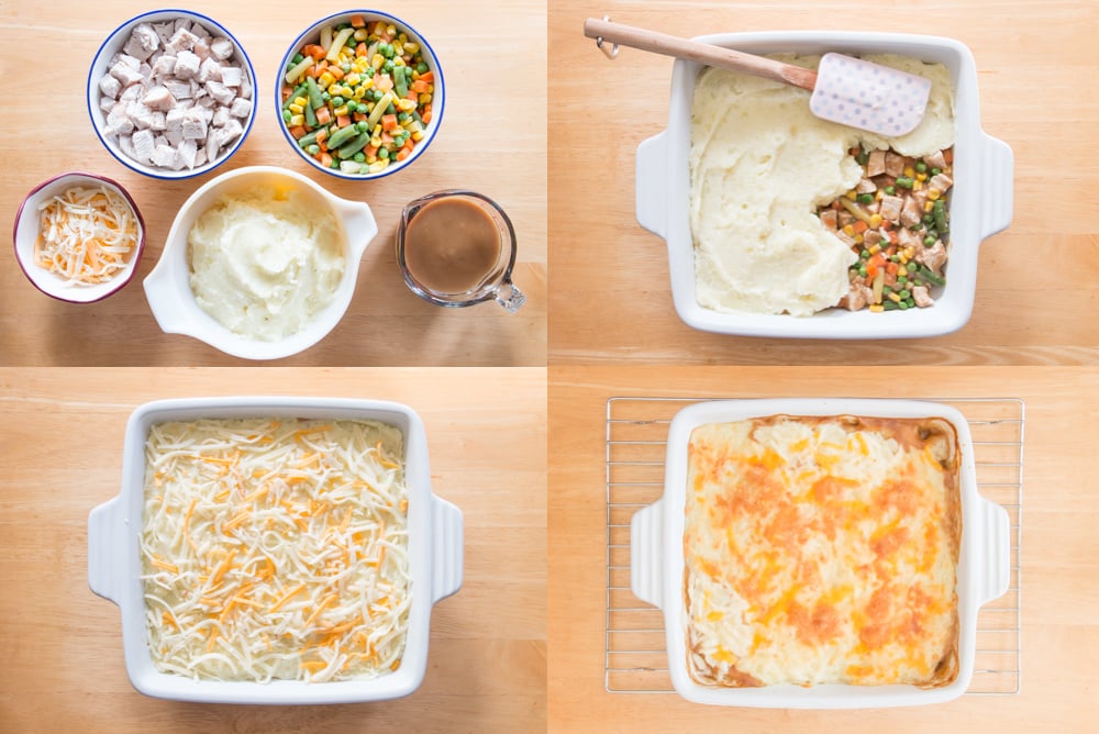 Transform almost all your leftovers into a scrumptious new meal. Use up your leftover turkey, veggies, mashed potatoes and gravy in this delicious shepherd's pie. #leftoverturkeyrecipes #leftovermashedpotatorecipes #leftovergravy #leftovervegetables