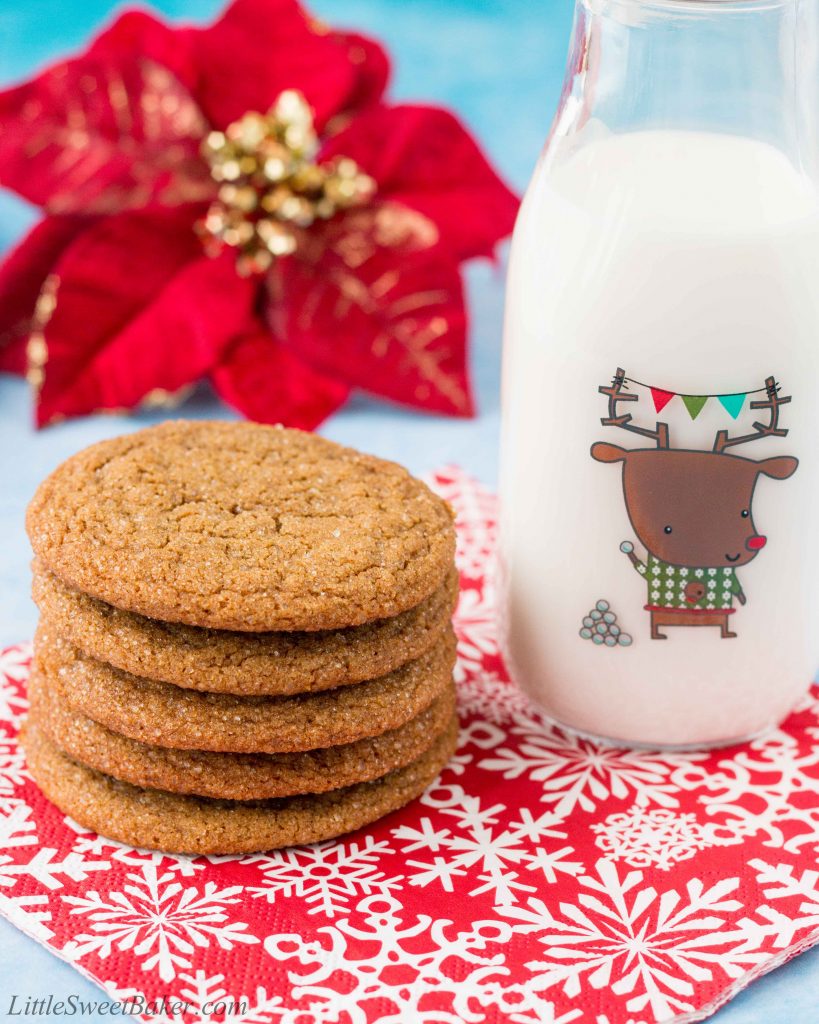 These molasses cookies are perfectly soft and chewy. They are lightly spiced and full of molasses flavor. #molassescookies #gingermolassescookies #softmolassescookies #bestmolassescookies #Christmascookies