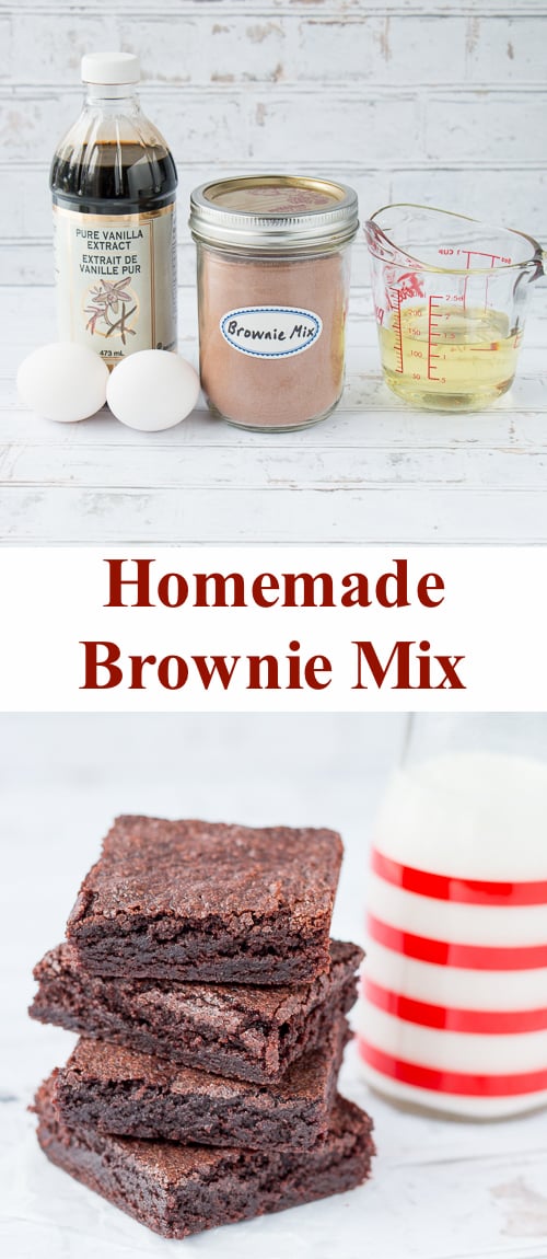 This homemade brownie mix makes it easier to quickly whip up a batch of brownies than a boxed mix and it tastes so much better! #brownierecipe #homemadebrownies #easybrownierecipe #chewybrownies #bestbrownies