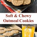 These simple soft and chewy oatmeal cookies are perfectly sweet and spiced with a hint of cinnamon. They are just like the ones grandma used to make. #oatmealcookies #chewyoatmealcookes #softoatmealcookies #oldfashionedoatmealcookies