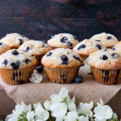 These sugar-crusted muffins are bursting with blueberries. They are incredibly soft and moist on the inside with a crispy-golden exterior. #blueberrymuffins #bestblueberrymuffins #easyblueberrymuffins