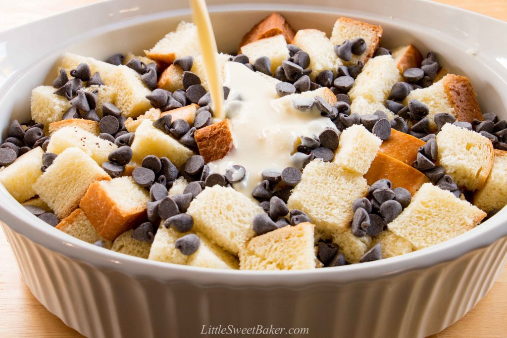 Chocolate Chip Bread Pudding With Bourbon Sauce Little Sweet Baker