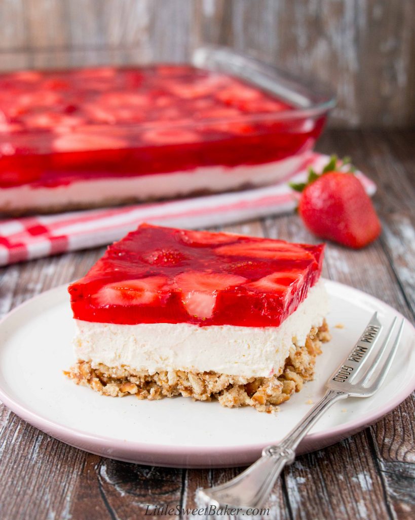 Strawberry Pretzel Salad - Little Sweet Baker