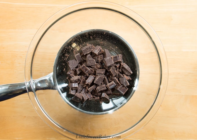 chopped chocolate in a double-broiler