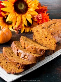 The flavor and aroma of butterscotch in this soft and moist pumpkin bread is absolutely intoxicating!. #butterscotch #pumpkinbread #pumpkinrecipe #fallbaking