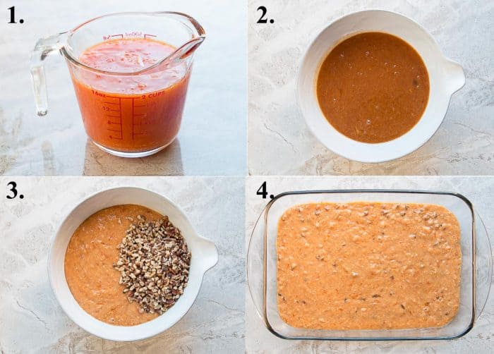 process picture collage of how to make persimmon pudding
