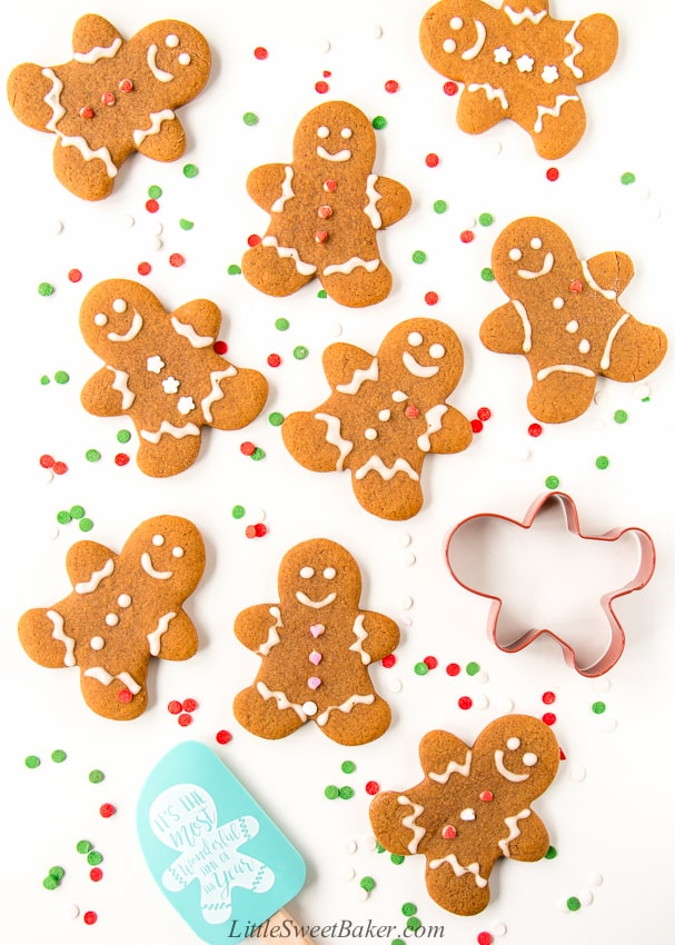 This quick and easy to make gingerbread cookies hold their shape beautifully in the oven and there is no chilling required. #gingerbreadcookies #gingerbreadmen #softgingerbreadcookies