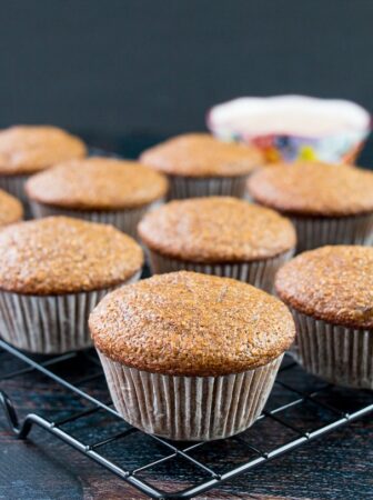 raisin bran muffins on a cooling rack