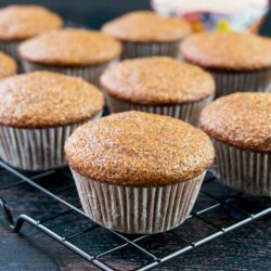 raisin bran muffins on a cooling rack