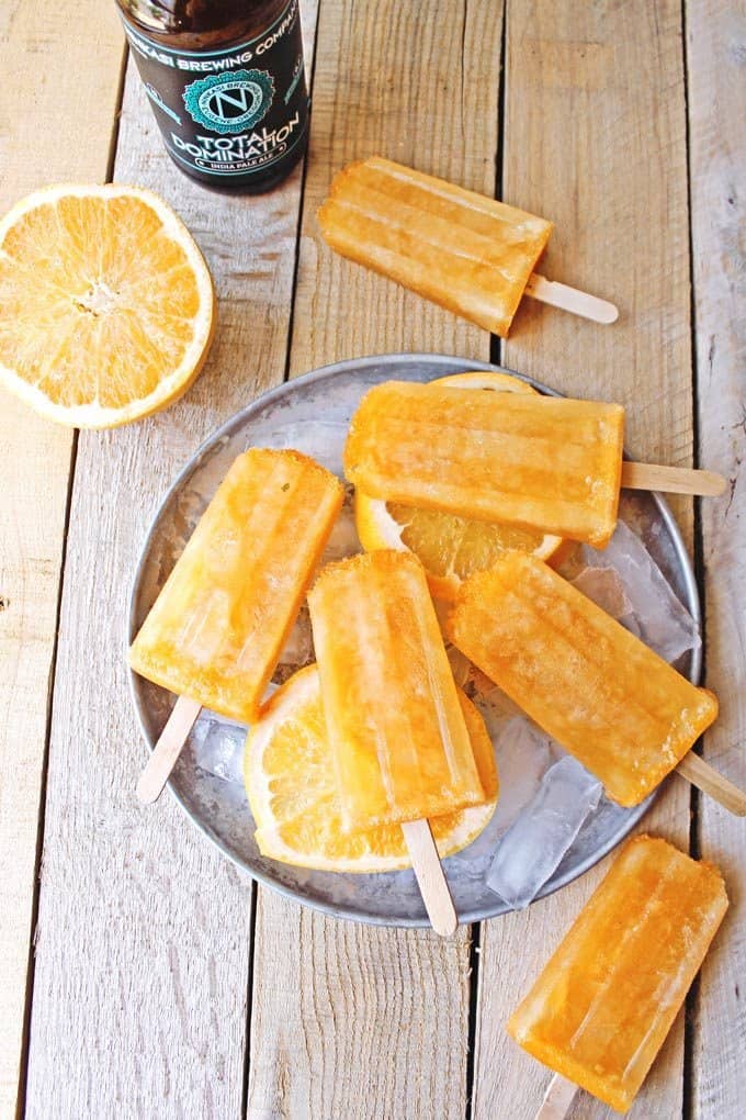 Radler popsicles on a metal plate of ice