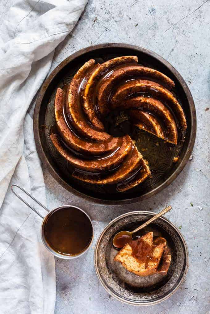 orange bundt cake with whiskey sauce