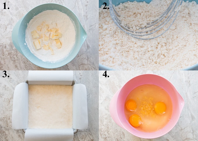 how to make lemon bars with shortbread crust steps 1-4