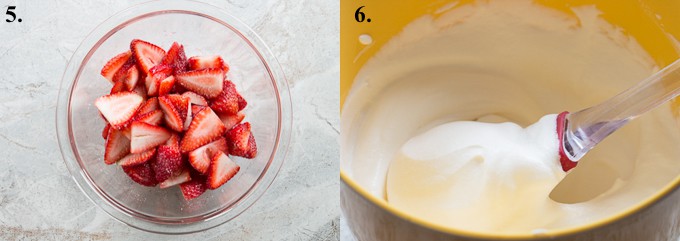 macerated strawberries and whipped cream for strawberry shortcake