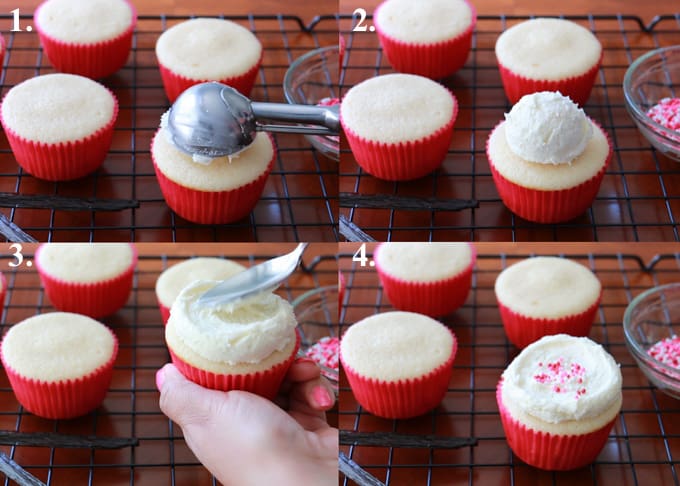 how to frost cupcakes steps 1-4